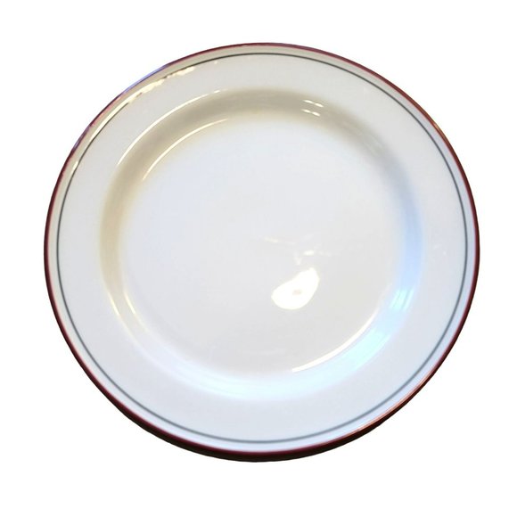 Steelite Bread and Butter Salad Plate England Cream Burgundy Green Trim Dh744 - Picture 1 of 4